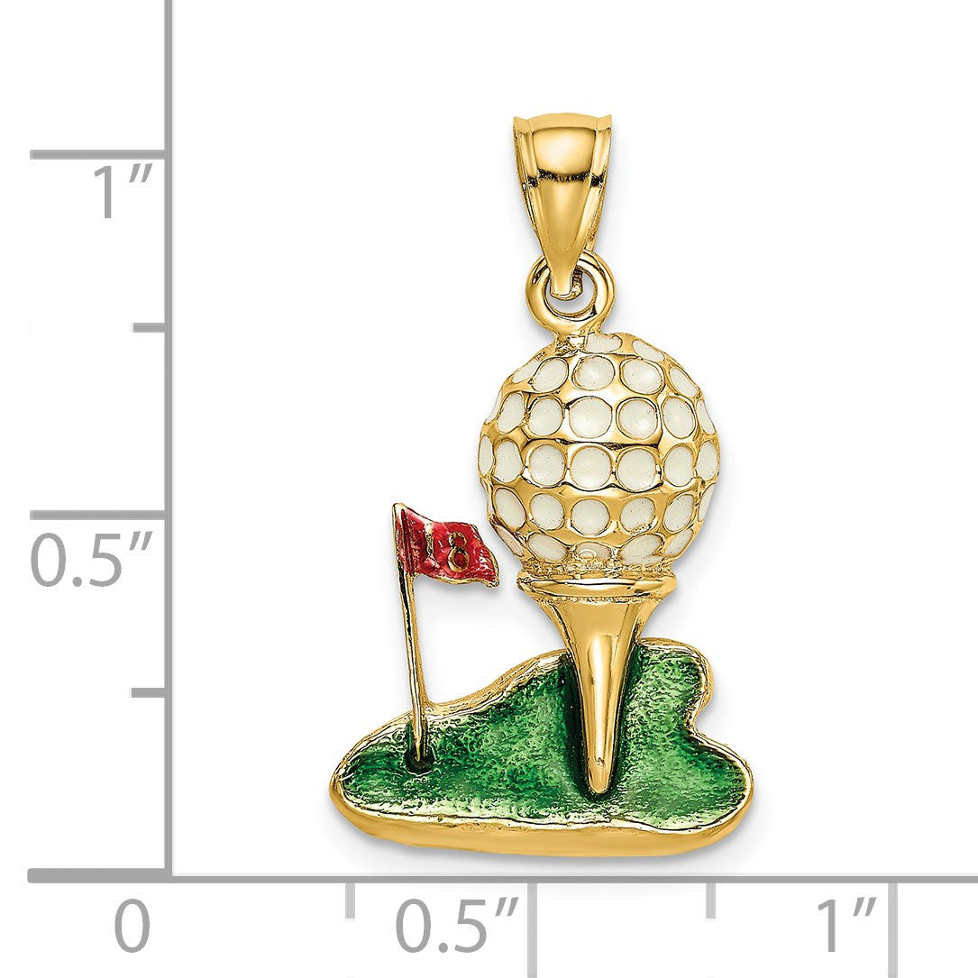 14K Multi-color Enamel 2-D Golf Ball Charm