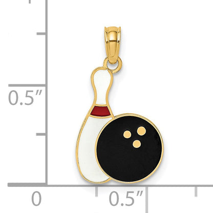 14K Multi-color Enamel Bowling Ball and Pin Charm