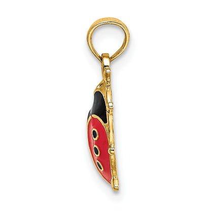 14K Red and Black Enameled Ladybug Charm