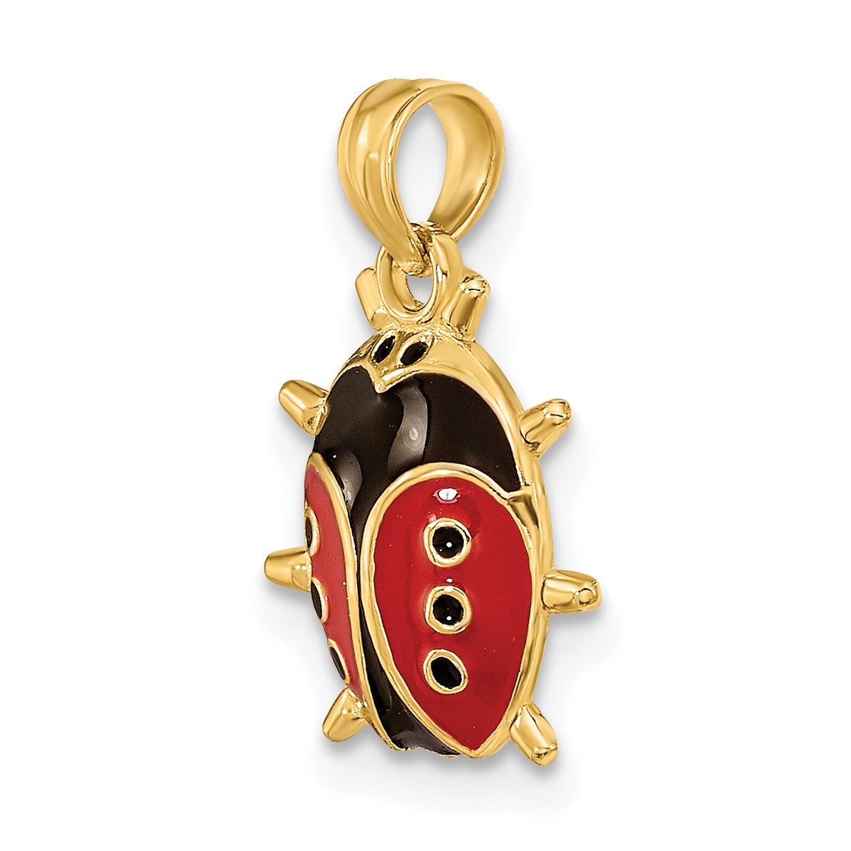 14K Red and Black Enameled Ladybug Charm