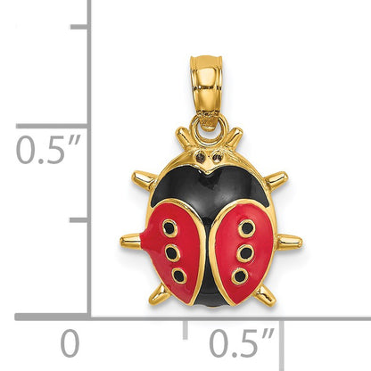 14K Red and Black Enameled Ladybug Charm