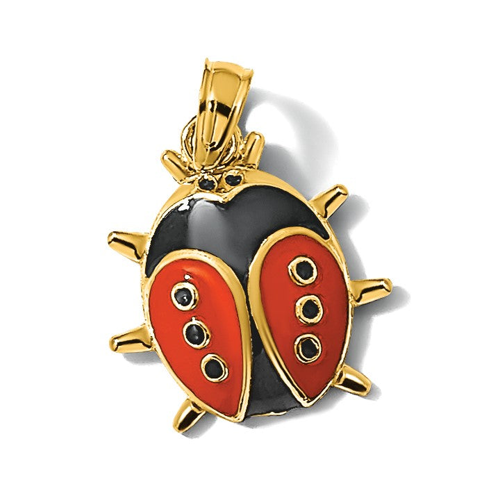 14K Red and Black Enameled Ladybug Charm