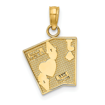 14K Enameled Jack of Clubs and Ace of Hearts Cards Charm