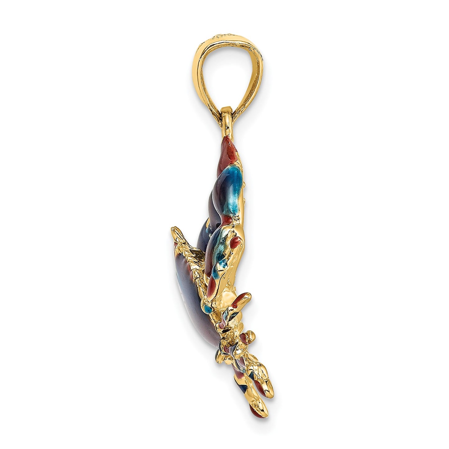 14K Medium Blue Enamel Stone Crab Charm