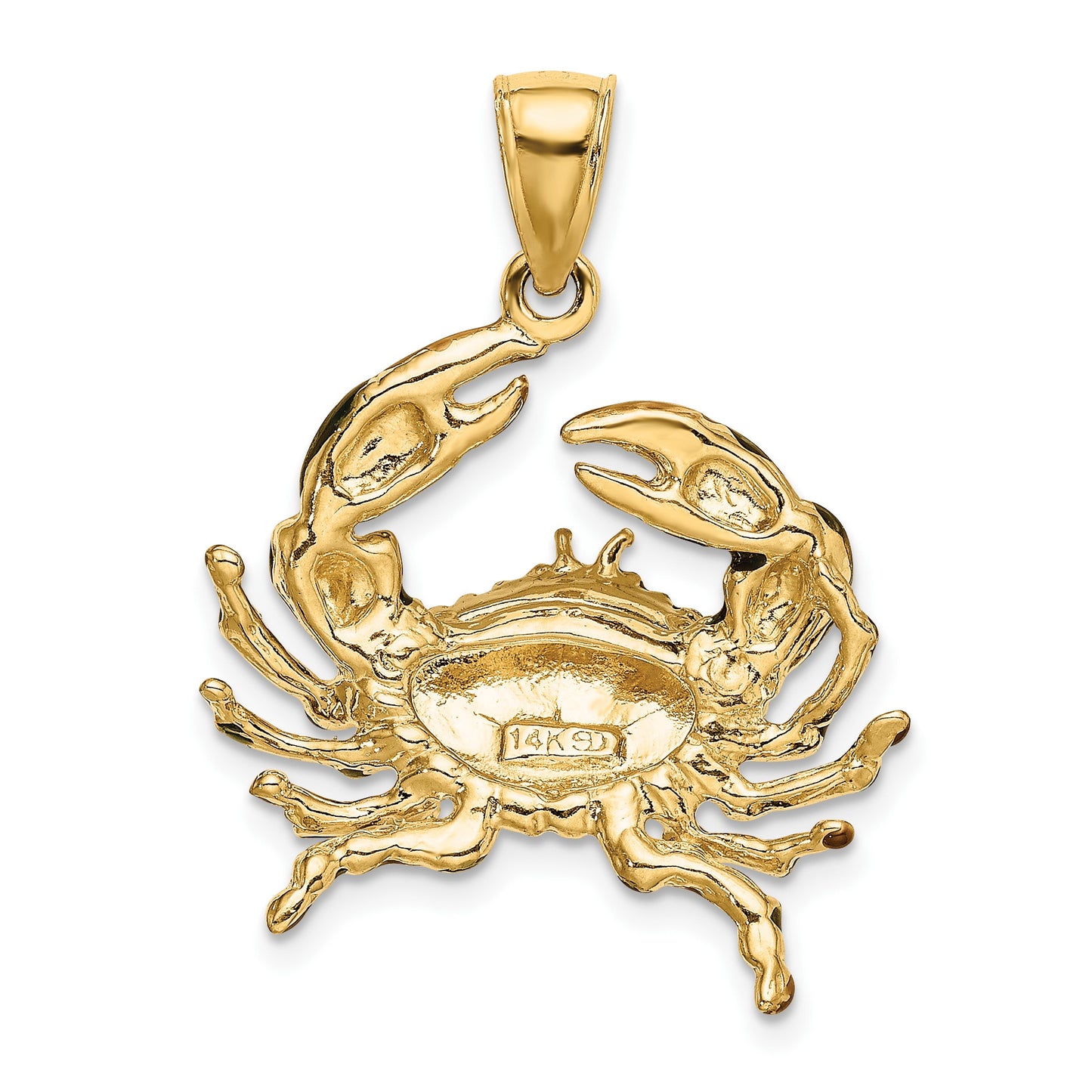 14K Medium Blue Enamel Stone Crab Charm