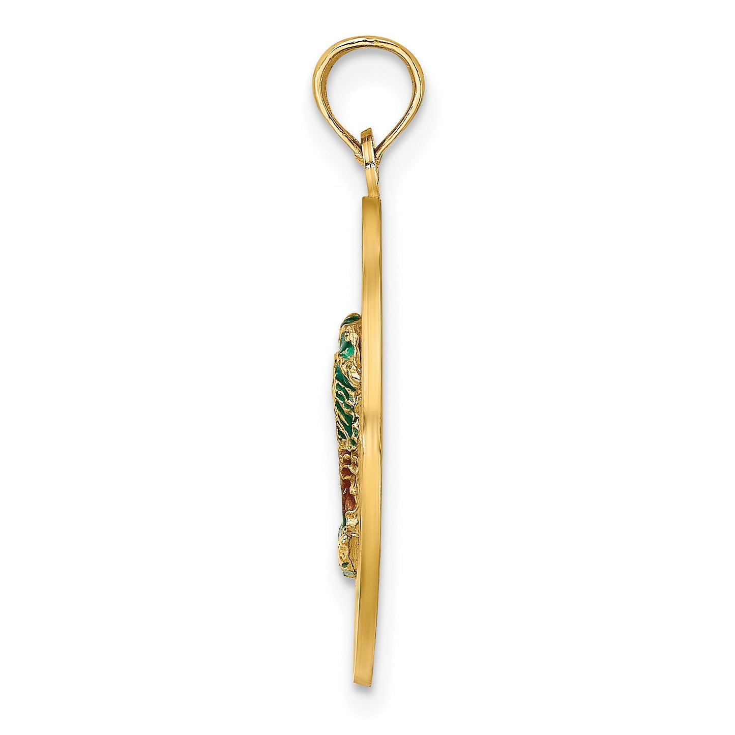 14K Enameled SARASOTA Circle Palm Tree Charm