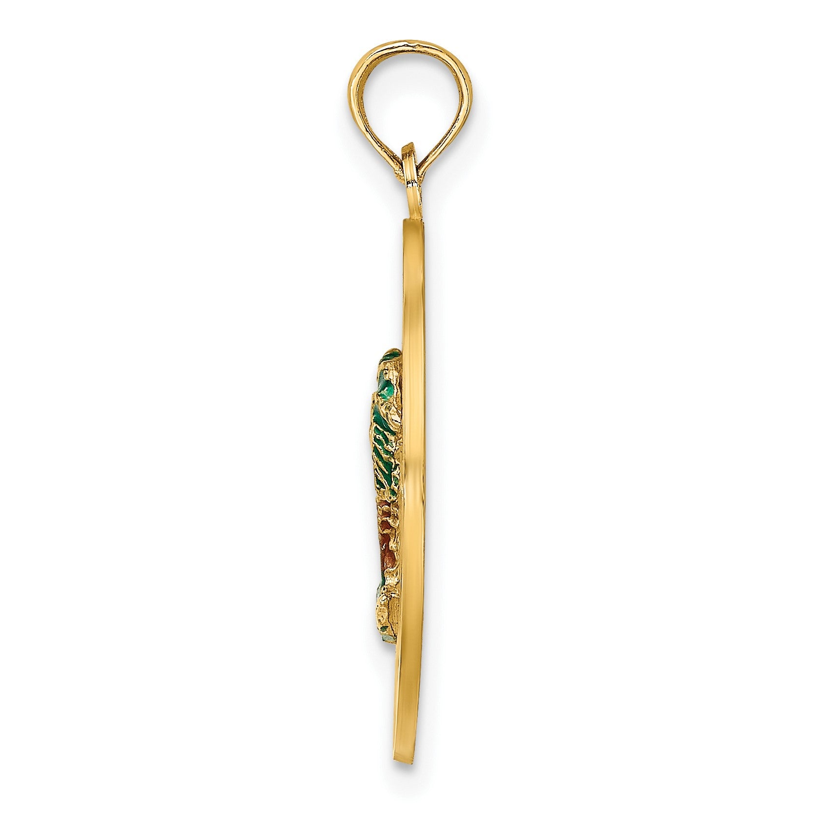 14K Enameled SARASOTA Circle Palm Tree Charm
