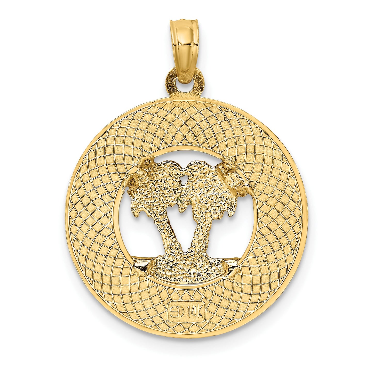 14K Enameled SARASOTA Circle Palm Tree Charm