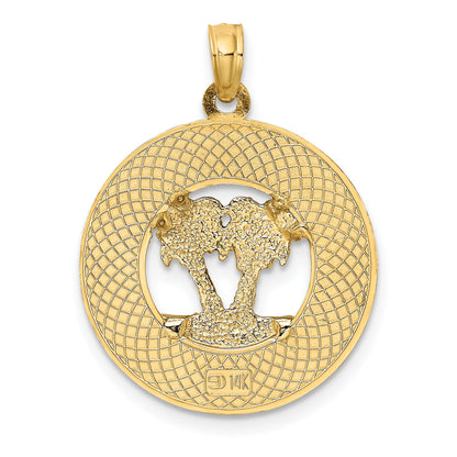 14K Enameled SARASOTA Circle Palm Tree Charm