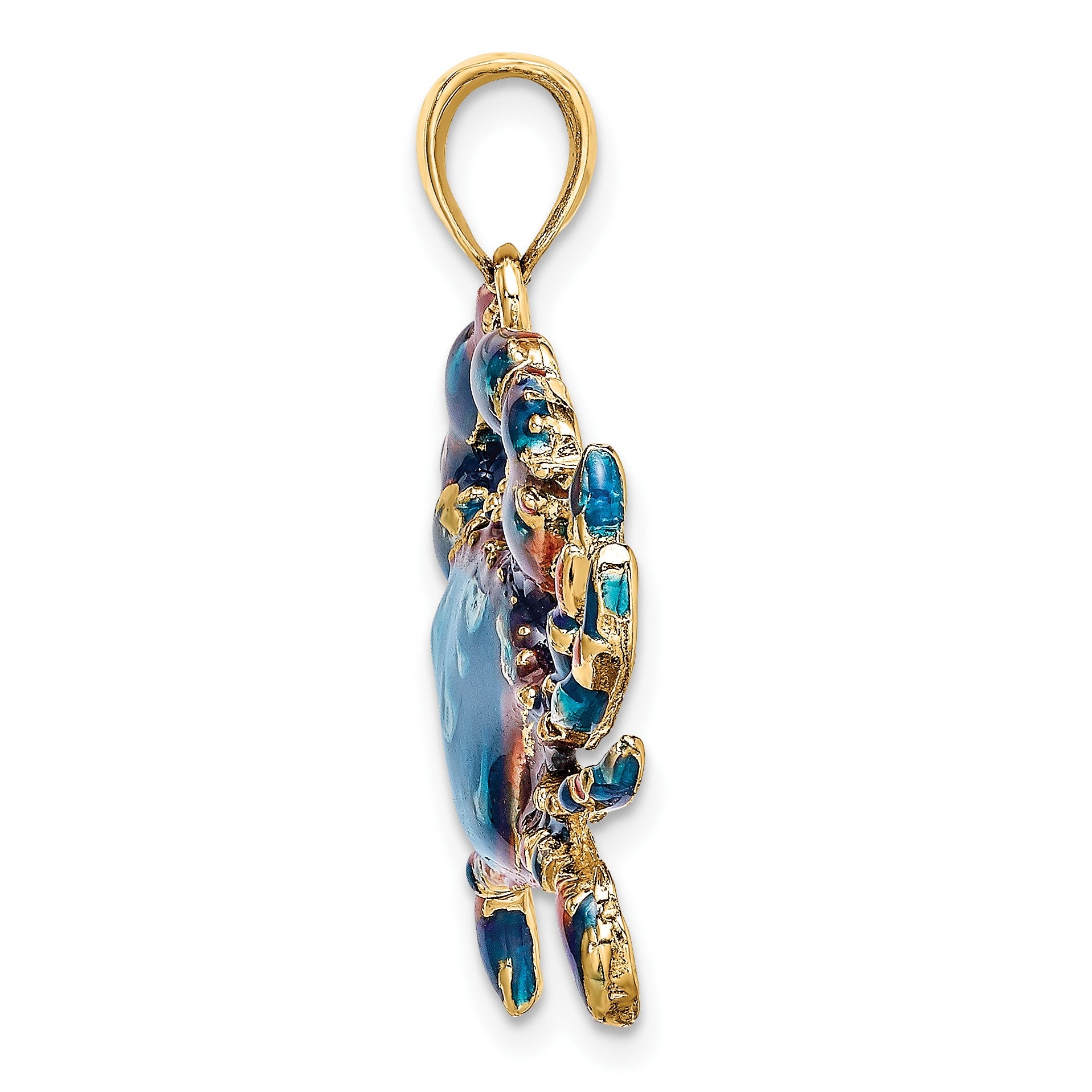 14K Large Blue Enamel Crab Charm