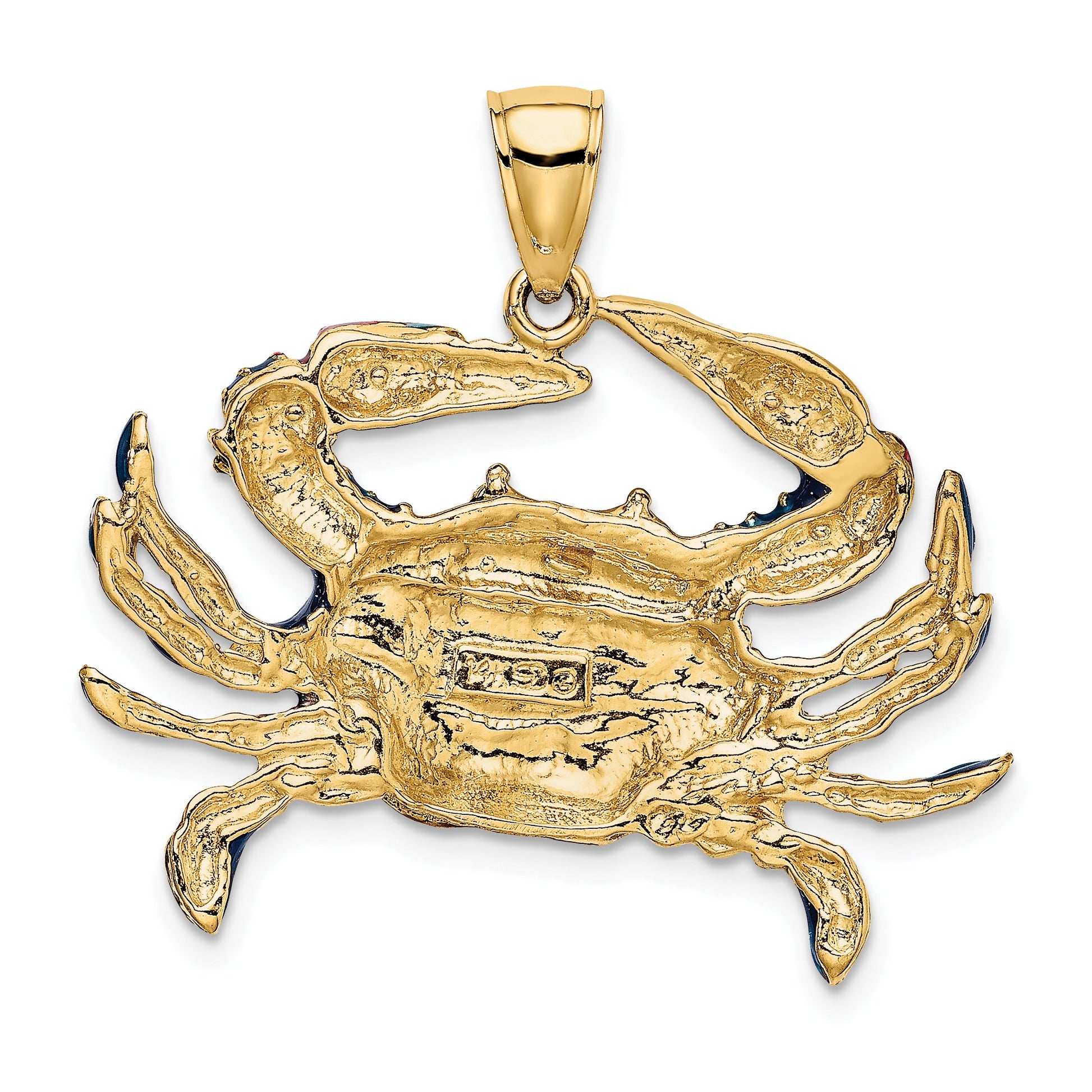14K Large Blue Enamel Crab Charm
