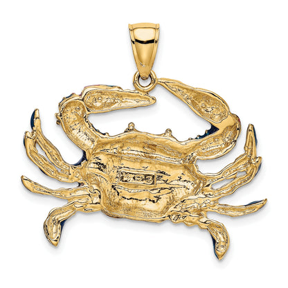 14K Large Blue Enamel Crab Charm