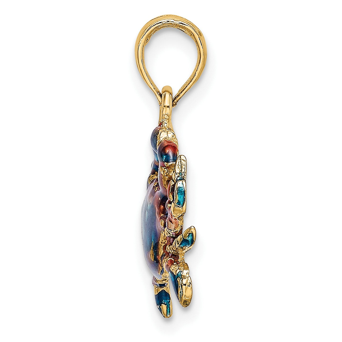 14K Small Blue Enamel Crab Charm