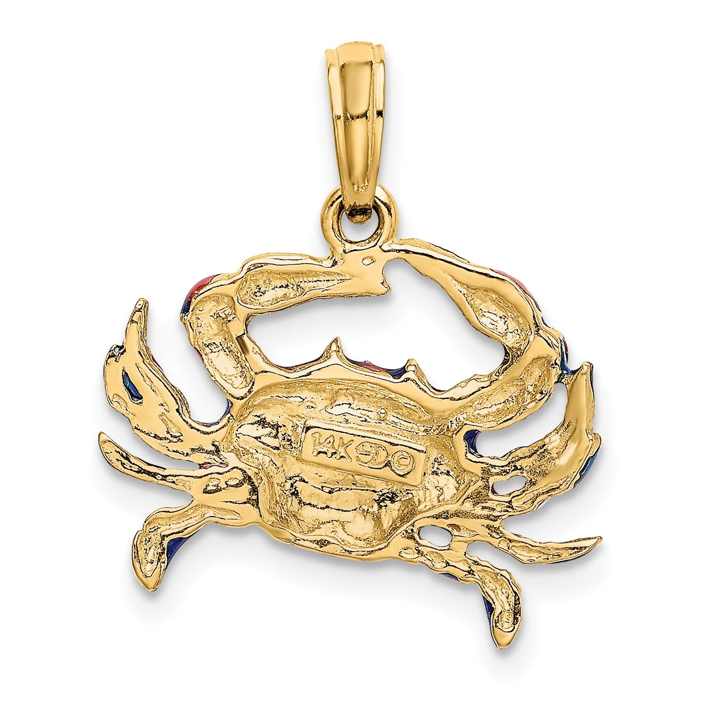14K Small Blue Enamel Crab Charm