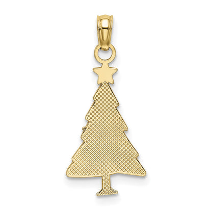 14K Enameled Green Christmas Tree with Red Star Charm