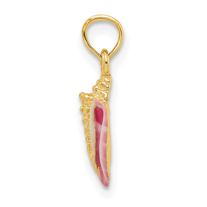 14k Textured Pink and White Enamel Conch Shell Pendant