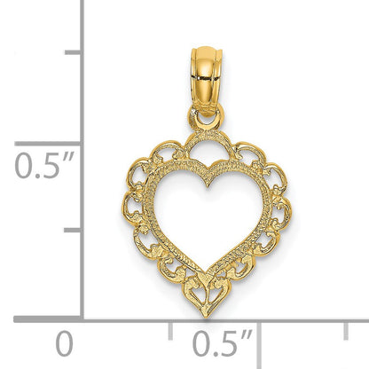 14K Heart with Lace Border Charm