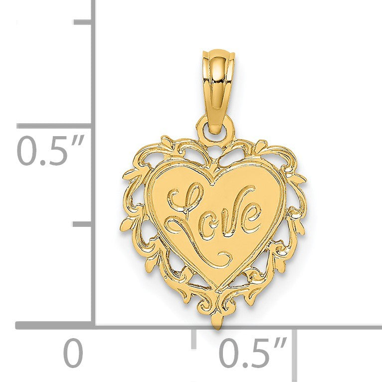 14K LOVE In Heart Charm