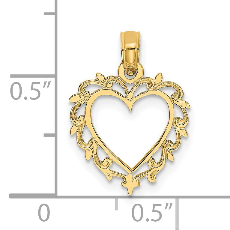 14K Heart with Lace Border Charm
