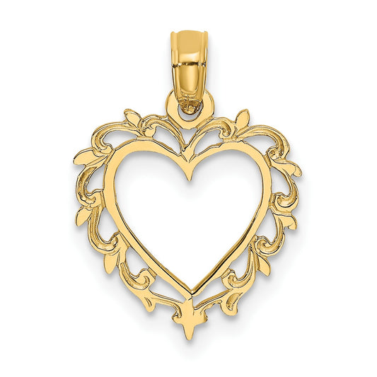 14K Heart with Lace Border Charm