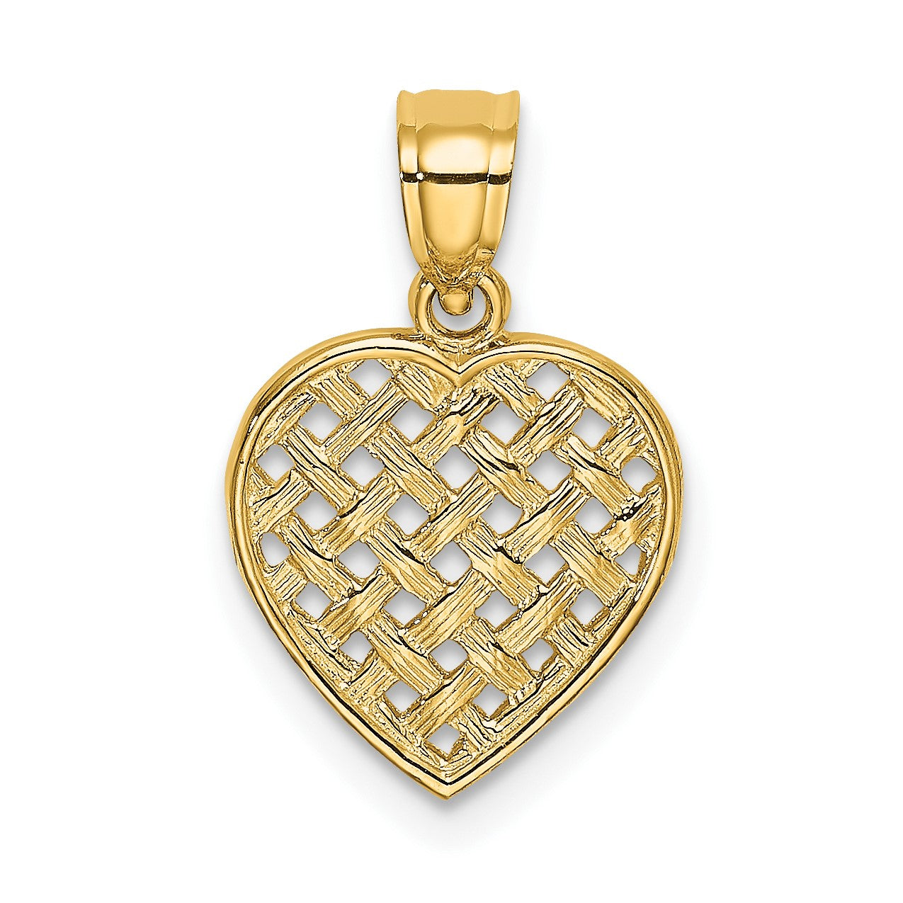 14K Cut-Out and Textured Woven Heart Charm