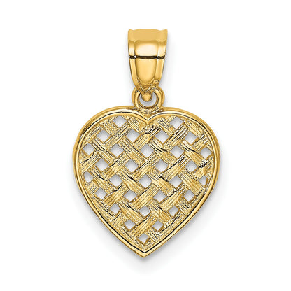 14K Cut-Out and Textured Woven Heart Charm