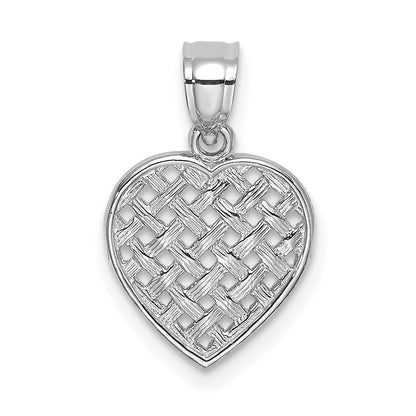 14K White Gold Cut-Out and Textured Woven Heart Charm