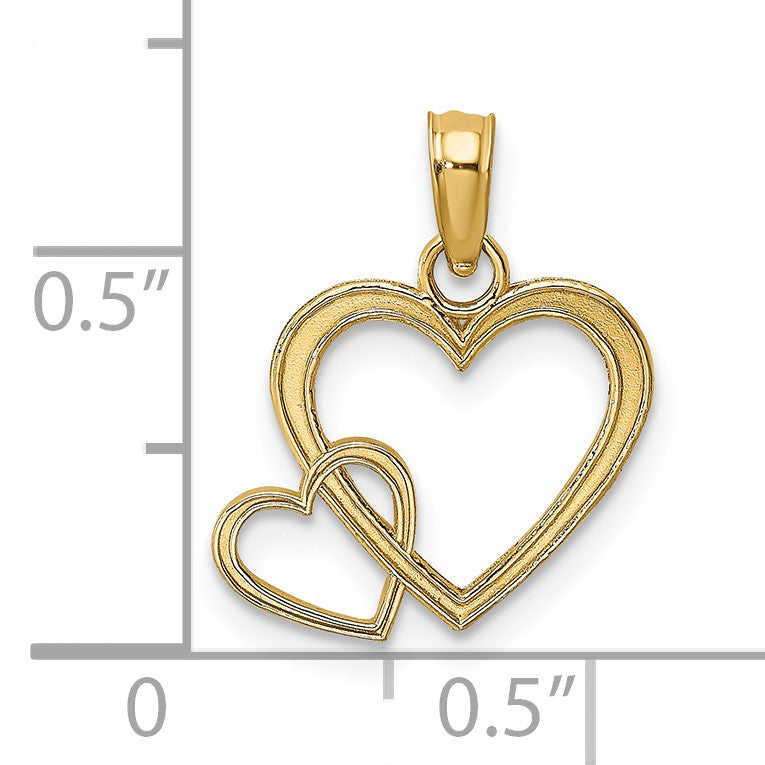14K Flat Two Hearts Intertwined Charm