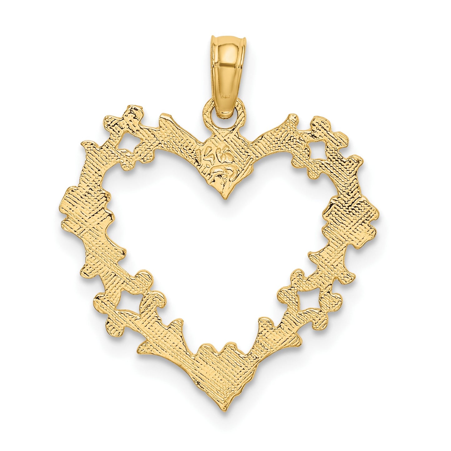 14K Cut-Out Floral Border Heart Charm
