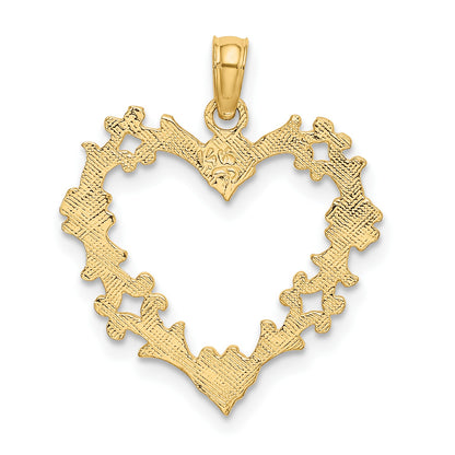 14K Cut-Out Floral Border Heart Charm