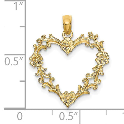 14K Cut-Out Floral Border Heart Charm