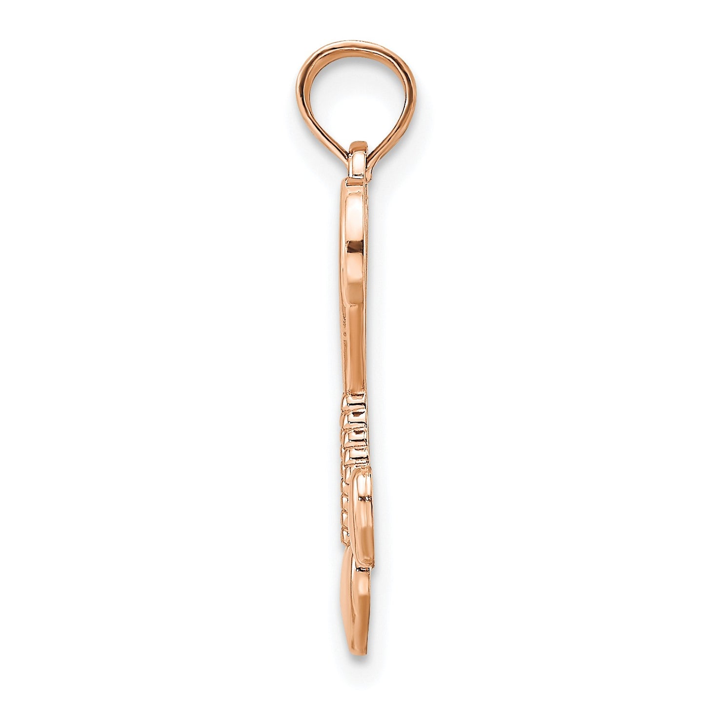 14K Rose Polished Heart with Double Heart Tassel Pendant