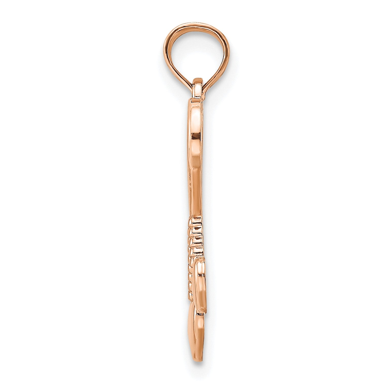 14K Rose Polished Heart with Double Heart Tassel Pendant