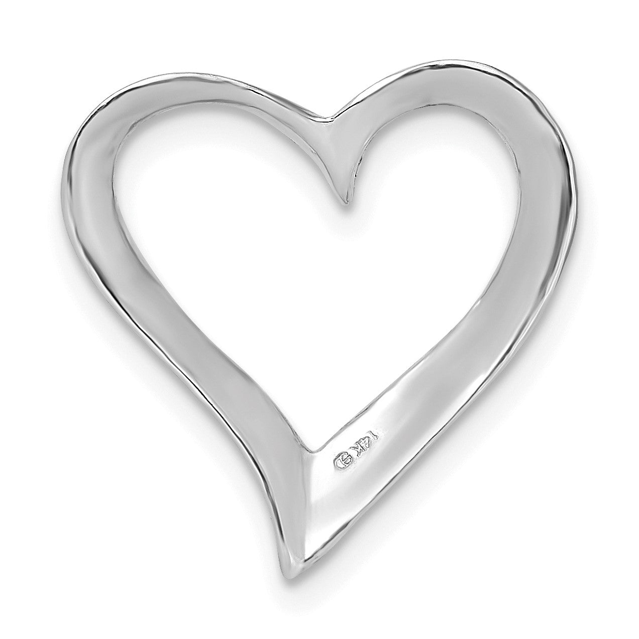 14K White Gold Large Floating Heart Chain Slide