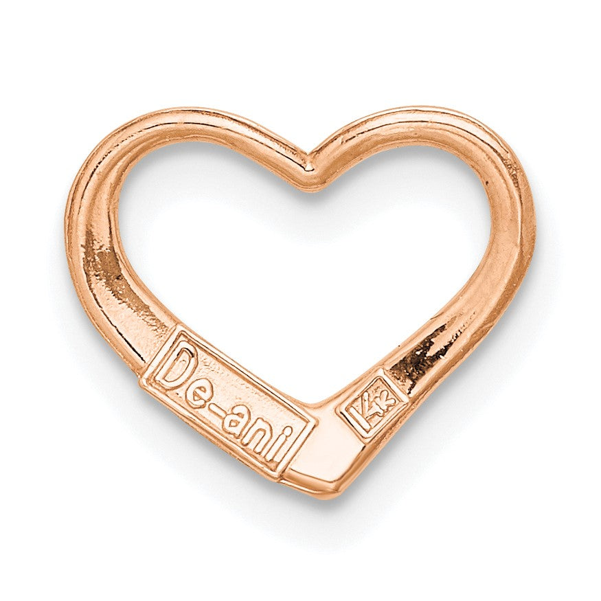 14K Rose Polished Floating Heart Chain Slide