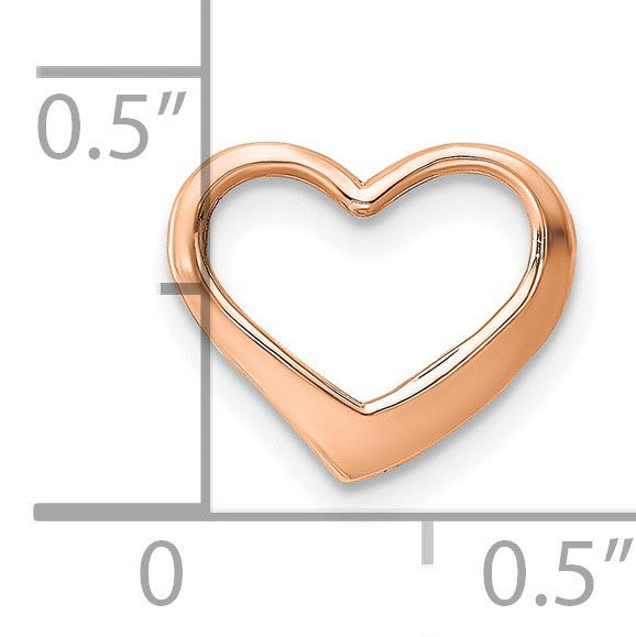 14K Rose Polished Floating Heart Chain Slide