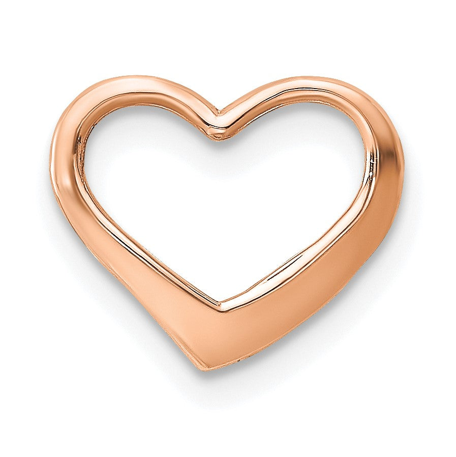 14K Rose Polished Floating Heart Chain Slide