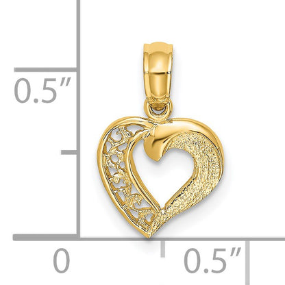 14K Open Filigree Mini Heart Charm