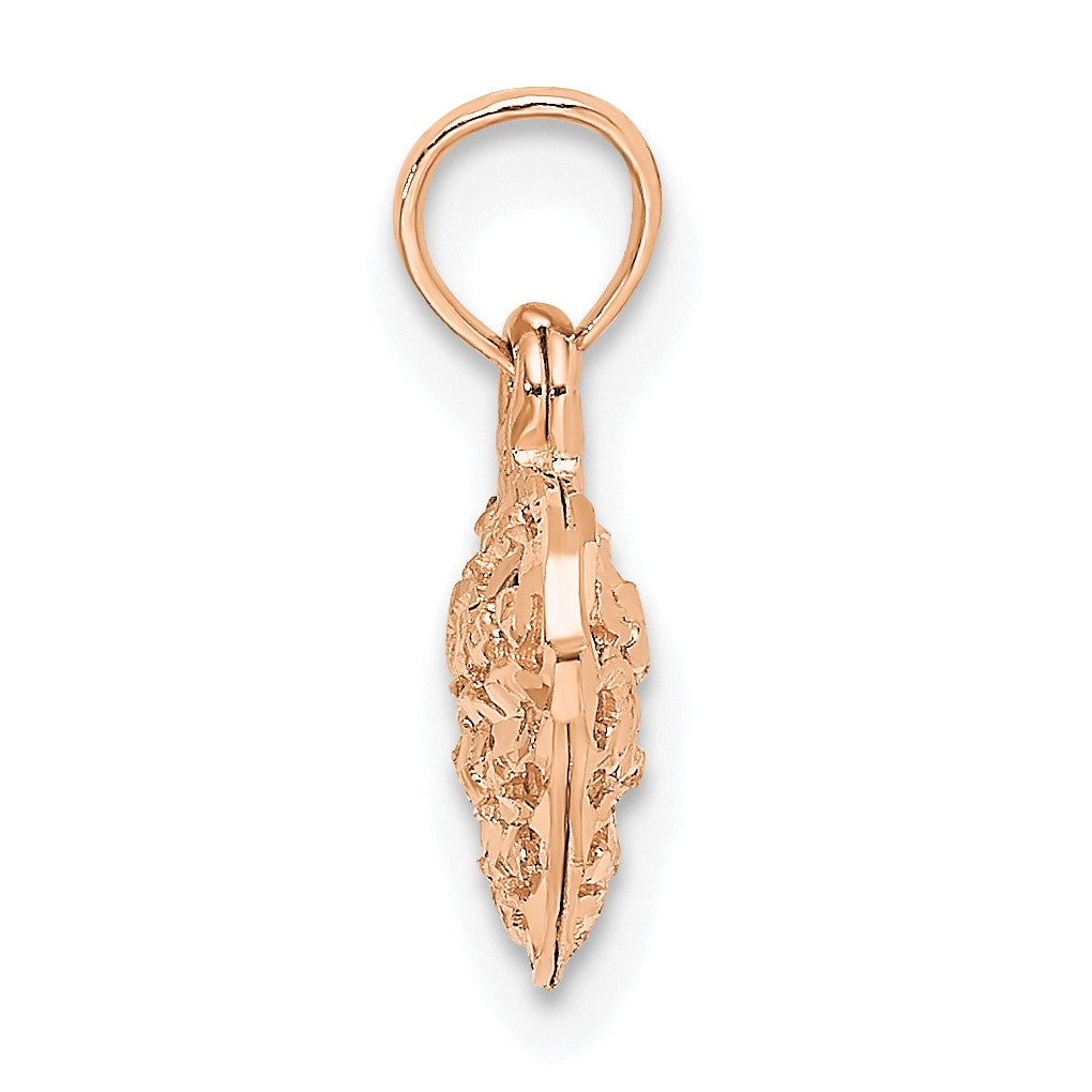 14K Rose Gold 3-D Diamond-cut Mini Puffed Heart Charm