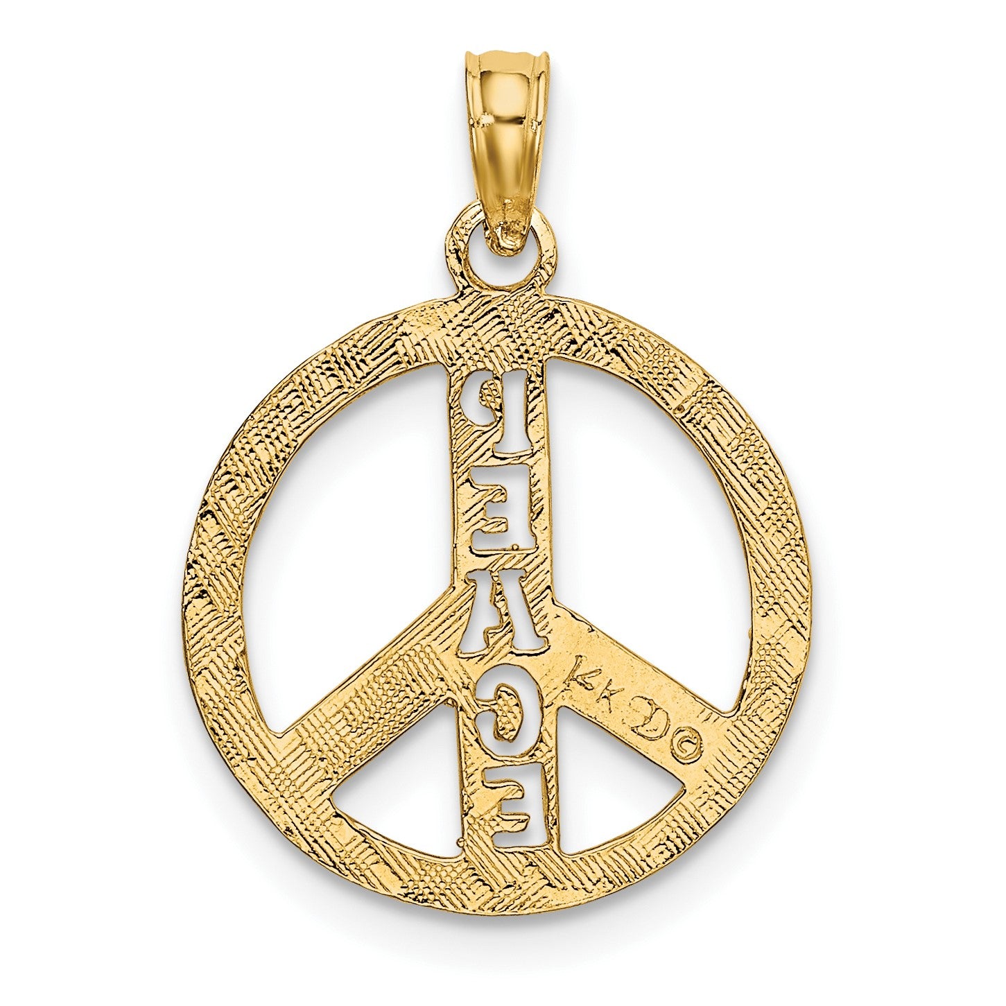 14K Flat Textured PEACE Sign Charm