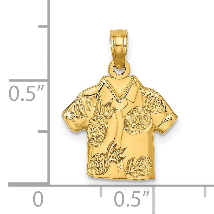 14K Polished Hawaiian Pineapple Style Shirt Charm