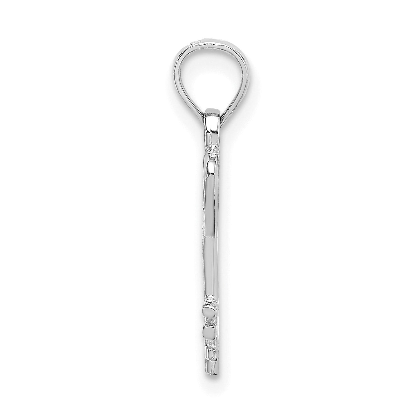 14K White Gold 3D Key with Heart Pendant