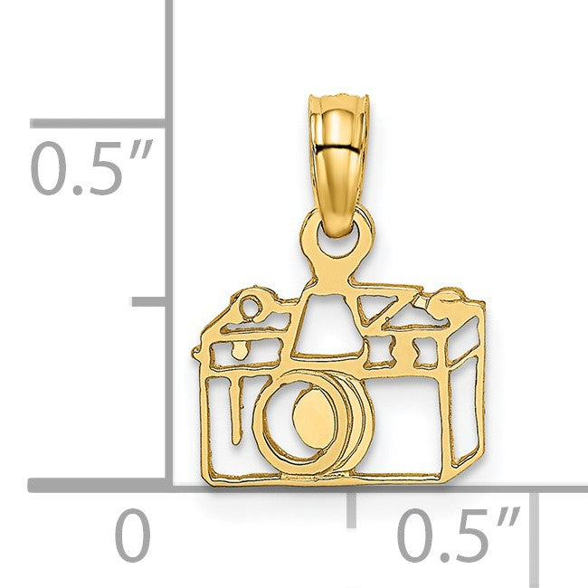 14K Flat Cut-Out Camera Charm