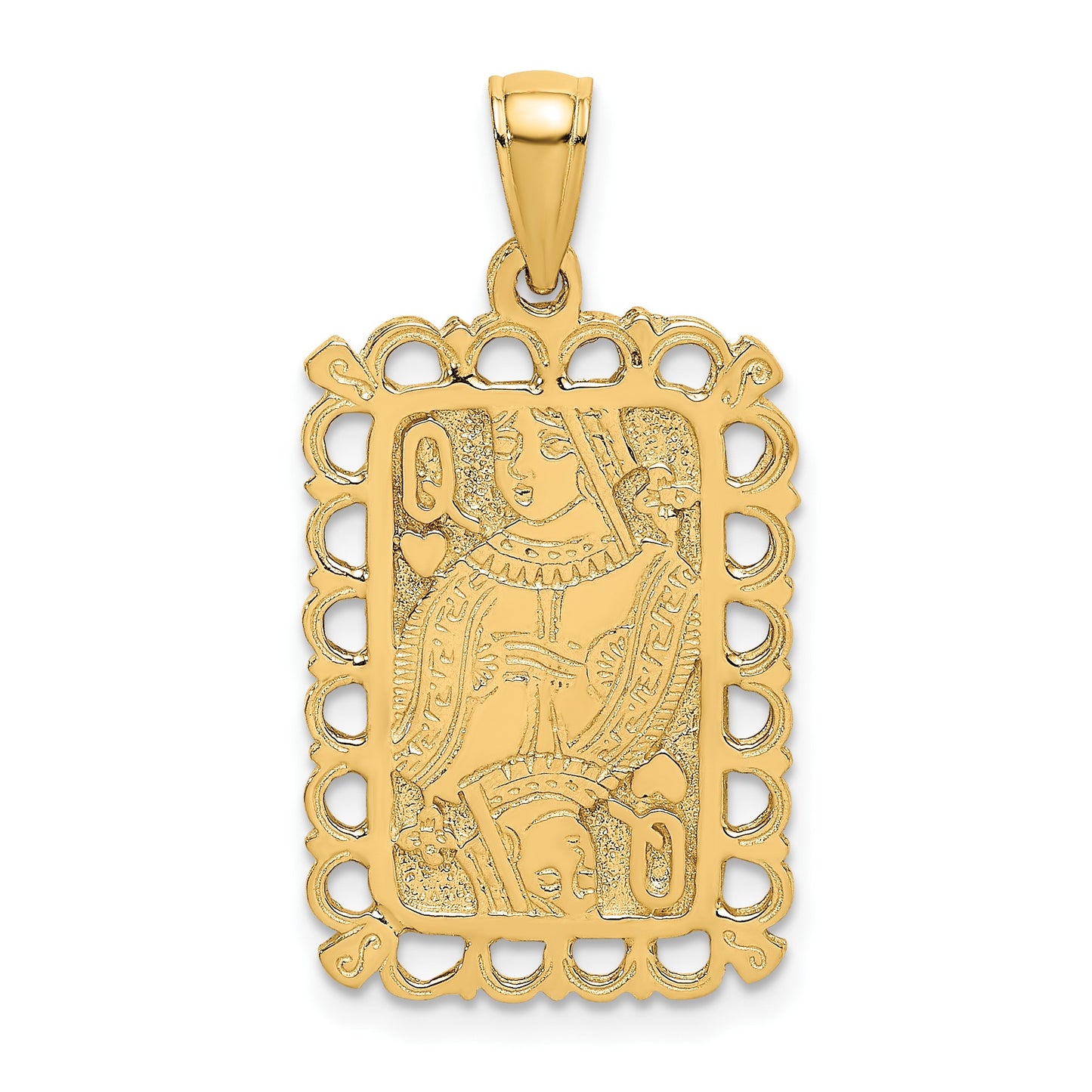 14K Queen of Hearts Playing Card Charm