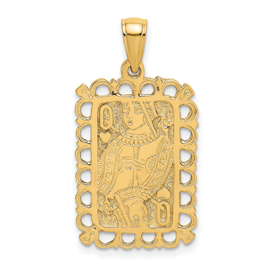 14K Queen of Hearts Playing Card Charm