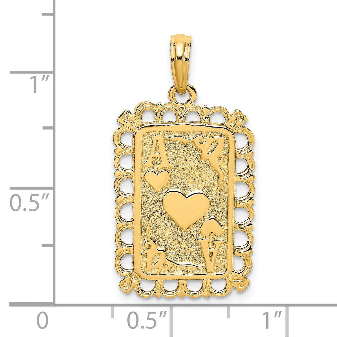 14K Ace of Hearts Playing Card Charm