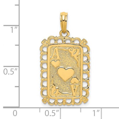14K Ace of Hearts Playing Card Charm