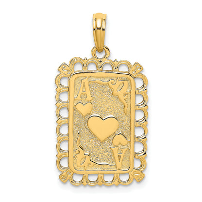 14K Ace of Hearts Playing Card Charm