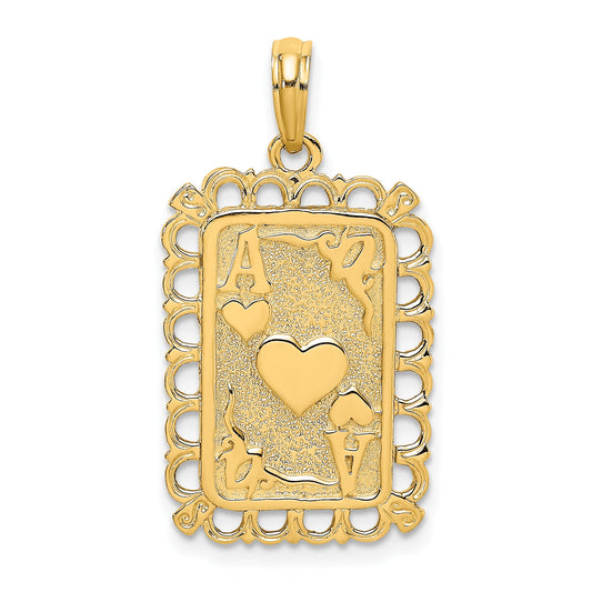 14K Ace of Hearts Playing Card Charm