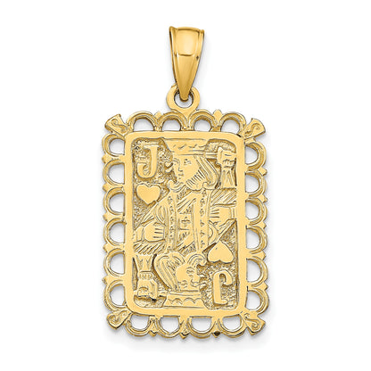 14K Jack of Hearts Playing Card Charm